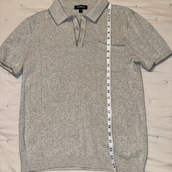Express Men's Polo Shirt in Light Gray - Picture 5 of 6